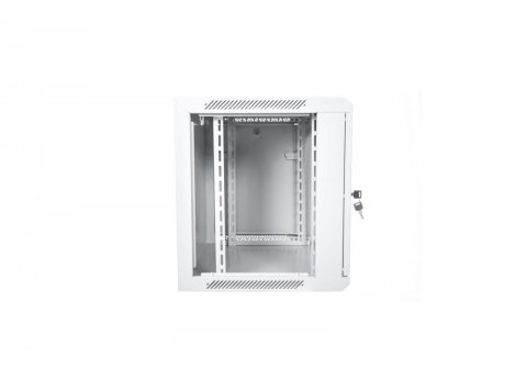 Szafa krosowa wisząca 19 cali 12U rack 600x600, drzwi pełne, niedzielona, złożona, nośność 60kg, Szara
