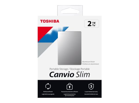 Dysk zewnętrzny Toshiba Canvio Slim 2TB 2.5" Micro-USB B 3.2 Gen 1 (3.1 Gen 1) Srebrny