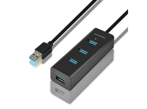 HUE-S2BL Hub 4-portowy USB 3.2 Gen 1, 1.2m kabel, microUSB dodatkowe zasilanie