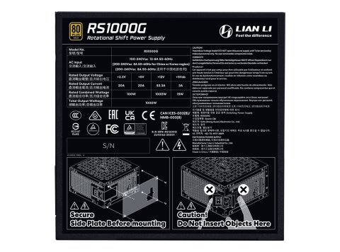 Lian Li RS1000G moduł zasilaczy 1000 W 20+4 pin ATX ATX Czarny