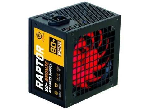 Zasilacz ATX Raptor 800W Bronze 80+, Single Raill, DC-DC Zasilacz spełnia wymagania norm 80 PLUS Bronze, Stabilna moc ciągła 800W - maksymalna moc
