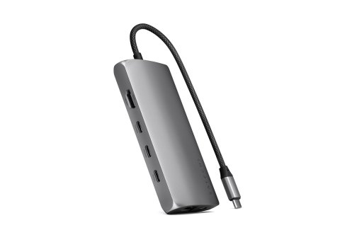 Adapter USB-C Satechi Multiport 8K - (USB-C, HDMI, 3x USB 3.2 Gen 2 10Gbps, 1x USB 3.2 Gen 1 5Gbps, czytnik kart SD UHS-II, Ethernet port) (space gray)