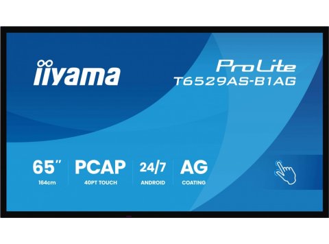 Monitor 65 cali T6529AS-B1AG VA,4K,HDMIx2,USB-C,RJ45,2x10W,WiFi, Android 14, Signal FailOver, Whiteboard, iiSignage2 (CMS), iiControl (DMS), iiS