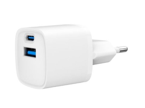 Mini-ładowarka USB-A USB-C 20W PD QC3.0 biała