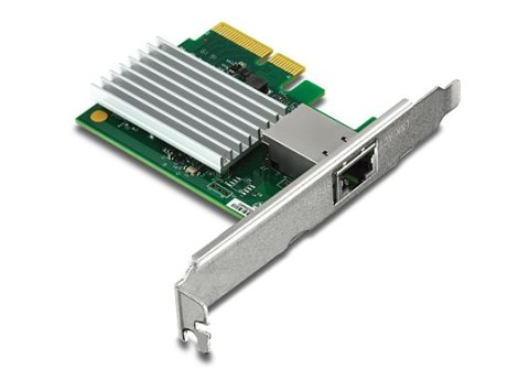 Karta sieciowa Trendnet TEG-10GECTX, wewnętrzna, przewodowa, PCI Express, Ethernet, 10000 Mbit/s, zielony, szary