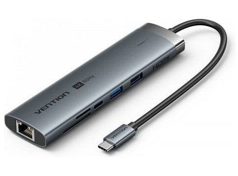 Stacja dokująca USB-C 9w1 Vention 4K 60Hz 100W PD 0.15m
