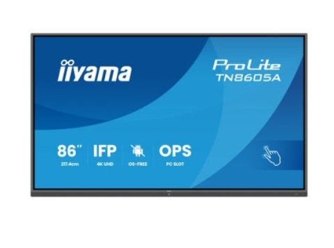 Monitor 86 cali TN8605A-B1AG IPS,4K,40pkt,500cd,nonOS,1200:1,5ms, DeepContrast-IR+, 1xVGA,2xHDMI,DP,USB-C(PD65W),2xRJ45,2x20W,PiP,PbP,UCHWYT ŚCIENN