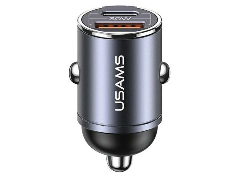 Ładowarka samochodowa 30W 1xUSB+1xUSB-C C38 Fast Charge Stalowa