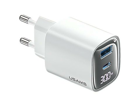 Ładowarka sieciowa 30W GaN LED USB+USB-C CC229 Fast Charging Biała