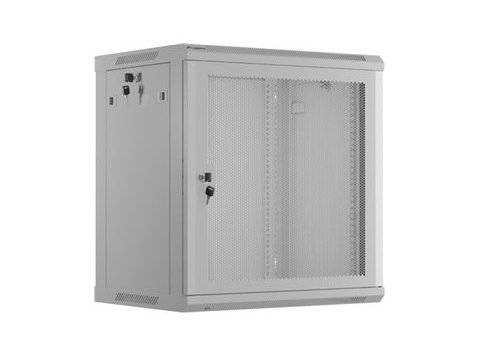 Szafa instalacyjna RACK wisząca 19" 12U 600X450 szara drzwi perforowane Lanberg (flat pack)