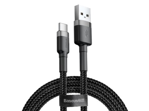 Kabel Baseus Cafule CATKLF-CG1 (USB 2.0 - USB typu C ; 2m; kolor szaro-czarny)