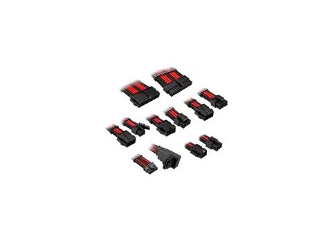 Kolink Core Pro Braided Cable Extension Kit 12V-2x6 Type 1 - Jet Black/Racing Red