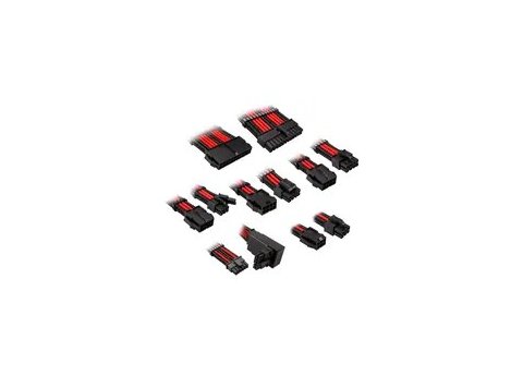 Kolink Core Pro Braided Cable Extension Kit 12V-2x6 Type 2 - Jet Black/Racing Red