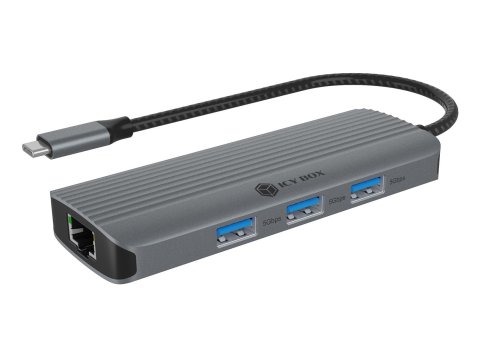 ICY BOX IB-DK4034a-CPD Przewodowa USB 3.2 Gen 1 (3.1 Gen 1) Type-C Aluminium, Srebrny