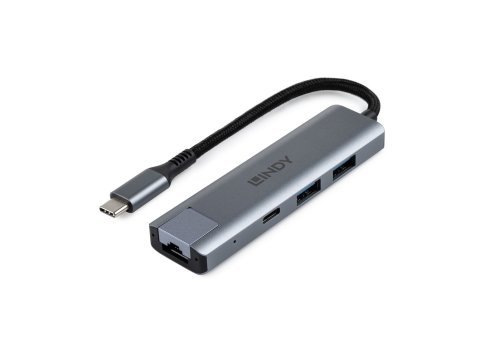 Lindy 43422 huby i koncentratory USB 3.2 Gen 2 (3.1 Gen 2) Type-C 10000 Mbit/s Szary