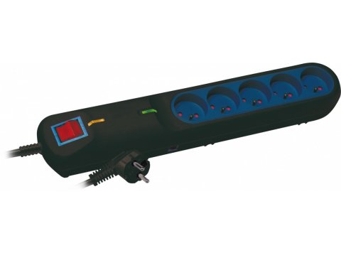 Listwa przeciwprzepięciowa LF-2005, 3L, 5m czarna