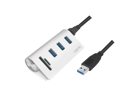 LogiLink CR0045 huby i koncentratory USB 3.2 Gen 1 (3.1 Gen 1) Type-A 5000 Mbit/s Srebrny