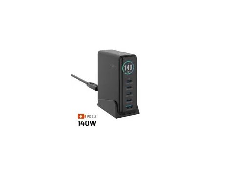 Ładowarka Fixed GaN 140 1x USB-A 4x USB-C 5 A (FIXCG140D-4C1A-BK)