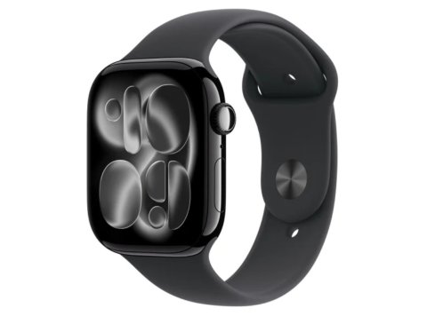 Watch Series 11 GPS + Cellular, koperta 42 mm z tytanu w kolorze naturalnym, pasek sportowy w kolorze górskiej szarości - rozmiar M/L