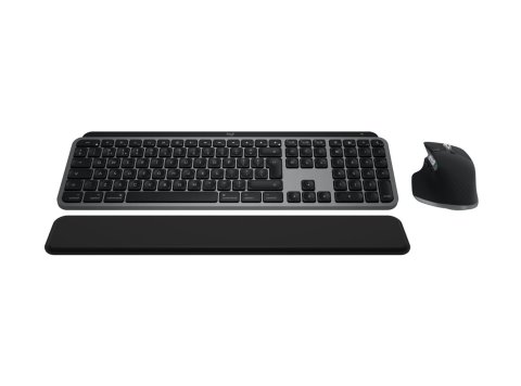 Logitech Master MX Keys S Combo for Mac klawiatura Dołączona myszka Dom/Biuro RF Wireless + Bluetooth QWERTY Amerykański międzynarodowy Aluminium, Czarny