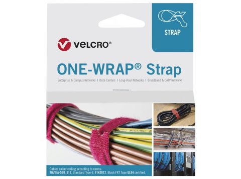 Velcro ONE-WRAP opaska kablowa Zwalniana opaska kablowa Polipropylen (PP), Rzep Czarny 100 szt.