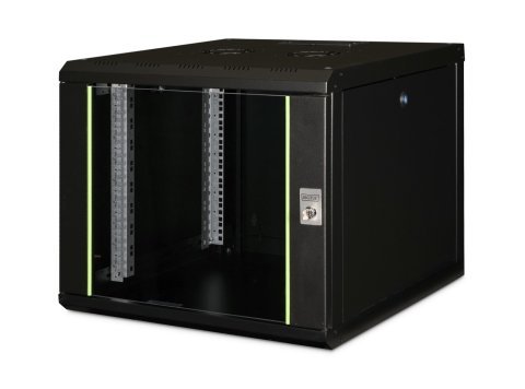 Digitus Szafa sieciowa wisząca Unique 19" 9U rack 600x600, drzwi szyba, czarny, niedzielona, złożona, 100kg