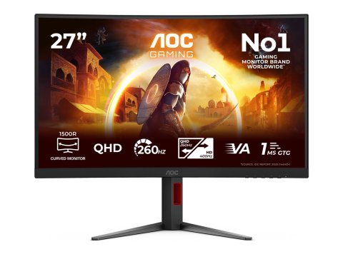 AOC G4 CQ27G4Z2P monitor komputerowy 68,6 cm (27") 2560 x 1440 px Quad HD LCD Czarny, Czerwony