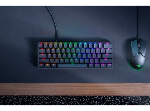 Razer Huntsman Mini 60% Klawiatura do gier Opto-mechaniczny fioletowy przełącznik Światło LED RGB NORD Przewodowa