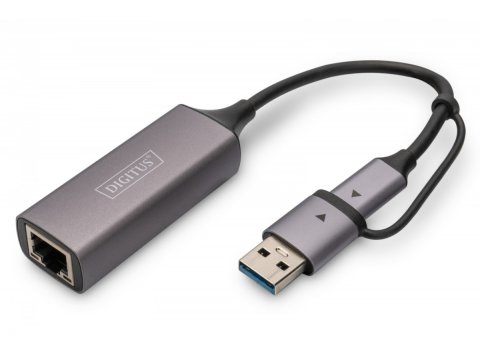 Karta sieciowa przewodowa USB 3.1 Typ C + USB A do 1x RJ45 2.5 Gigabit Ethernet 10/100/1000/2500Mbps