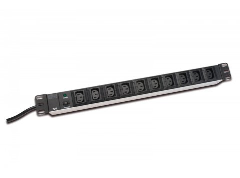 Listwa zasilająca PDU 19 cali RACK 10xC13, 2m 1xC14, 10A aluminiowa