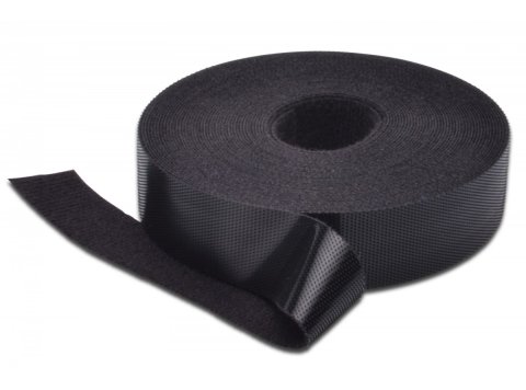 Taśma rzepowa do okablowania strukturalnego, szerokość 20 mm, rolka 10 m, Czarna