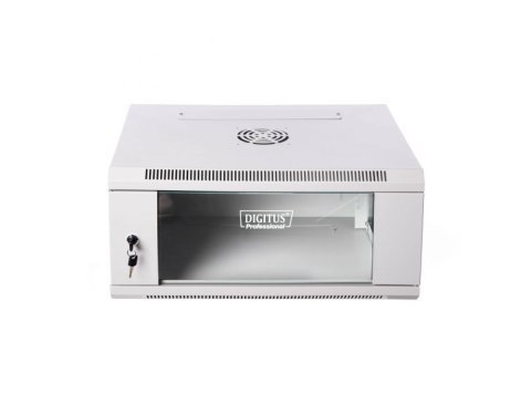 Szafa wisząca jednosekcyjna 19 4U 279/600/450mm, drzwi szklane, szara (RAL 7035), zmontowana