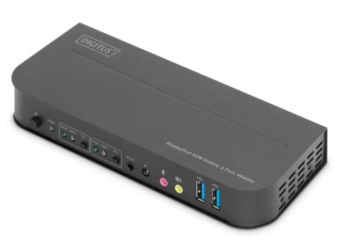 Przełącznik KVM 2 portowy DisplayPort do HDMI 2x1 4K 60Hz 2xUSB audio
