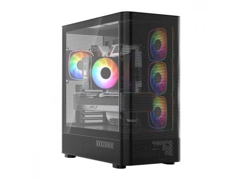 Obudowa VOLCANO AQ300 MID RGB GLASS 4 wentylatory czarna