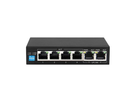 Extralink Switch PoE KRIOS 4x Gigabit PoE/PoE+, 2x RJ45 Uplink Gigabit, 60W