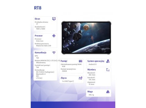 Tablet RT8 6/256GB IP69K czarny