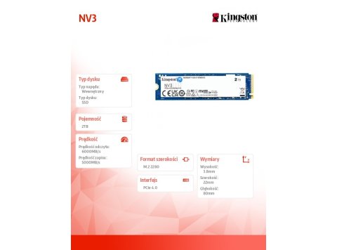 Dysk SSD NV3 2TB M.2 2280 PCI-e 4.0 NVMe 6000/5000
