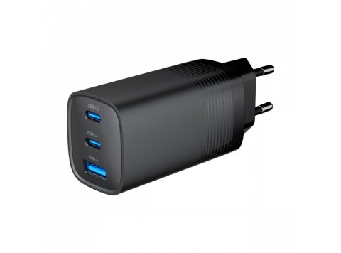 Ładowarka PowerDelivery 1xA 2xC GaN 65W Czarna