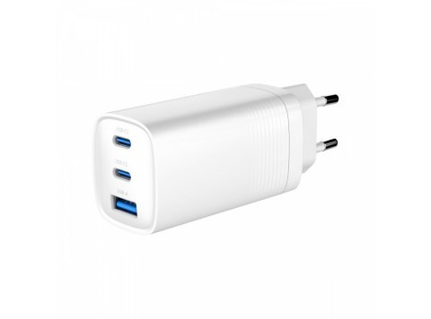 Ładowarka PowerDelivery 1xA 2xC GaN 65W Biała