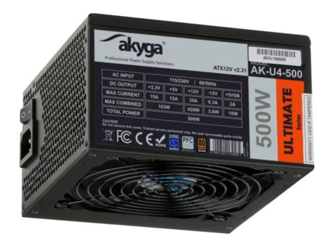 Akyga AK-U4-500 moduł zasilaczy 500 W 20+4 pin ATX ATX Czarny