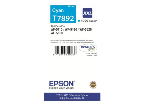 Epson Tusz WF5110 T7892XXL Cyan 34.2ml
