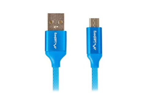 Kabel Lanberg Premium CA-USBM-20CU-0010-BL (USB 2.0 - Micro USB typu B ; 1m; kolor niebieski)