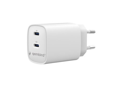 Ładowarka uniwersalna 2xUSB-C PD 45W biała