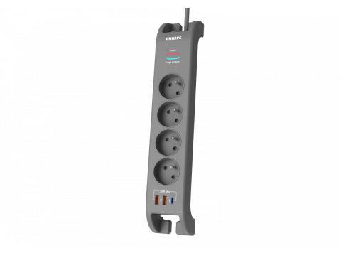 Listwa antyprzepięciowa 2m, 4 gniazda, 1xUSB-C, 2xUSB-A,PD 20W / QC 18W, 2400 J ochrony przeciwprzepięciowej