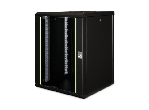 Szafa sieciowa wisząca Unique 19" 16U rack 600x600, drzwi szyba, czarny, niedzielona, złożona, 100kg