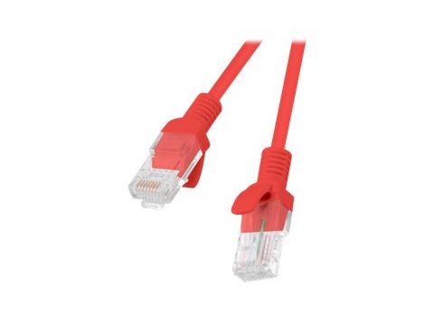 Kabel UTP Lanberg PCU5-10CC-0025-R (RJ45 - RJ45 ; 0,25m; UTP; kat. 5e; kolor czerwony)