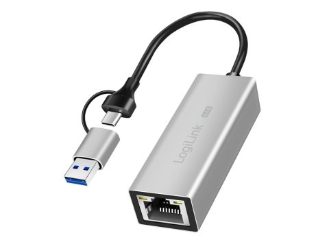 Adapter USB-A/-C do 2,5G Ethernet, szary