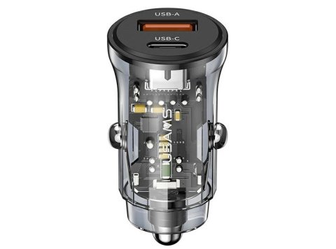 Ładowarka samochodowa 30W 1xUSB + 1xUSB-C Fast Charge