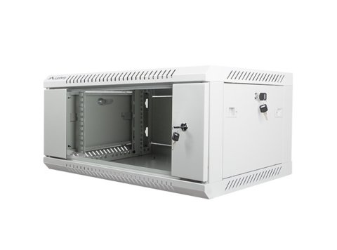 Szafa instalacyjna wisząca 19 cali 4U 600X450mm szara (drzwi szklane)