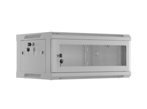 Szafa instalacyjna rack wisząca 19 cali 4U 600x450 drzwi perforowane (flat pack) szara